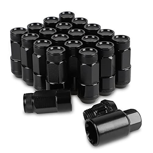 20PCS Closed End Lug Nuts M12X1.5 Wheel Rims Lug Nuts +Socket () Black