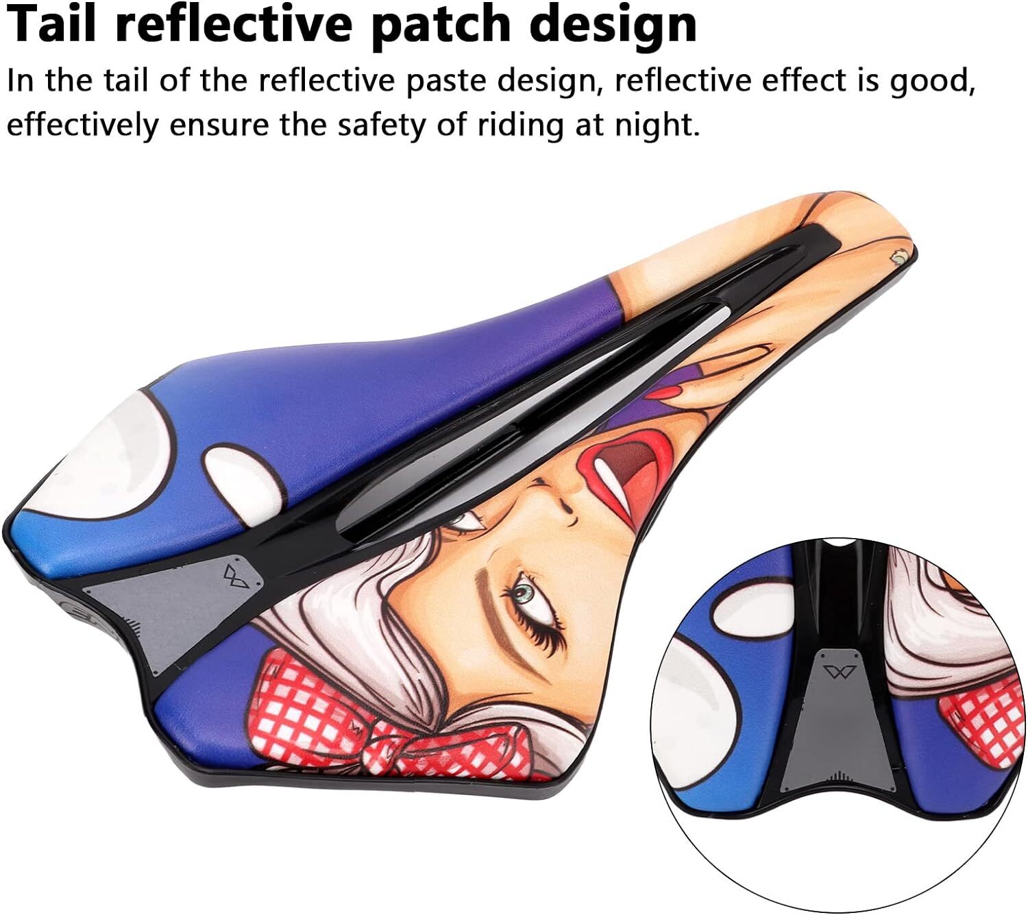 Bicycle Saddle Graffiti Printed Short Nose Bike Seat Ergonomic Cut Out