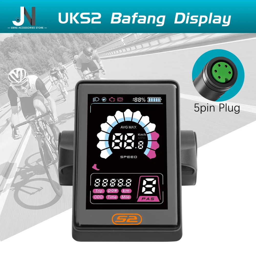 Electric Bike LCD UKS2 Display 36V 48V 52V 60V 72V for 5PIN Waterproof Plug