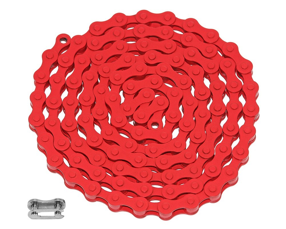Red Single Speed Bicycle Chain 1/2 x 1/8 112 Links Vintage Cruiser BMX Bike.