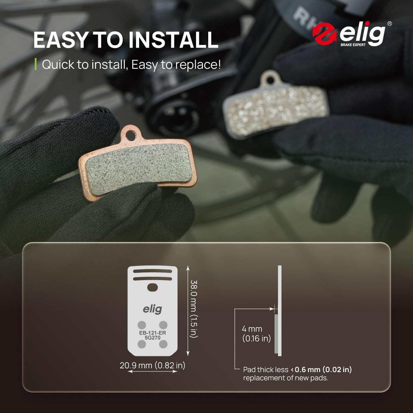 ELIG Bike Disc Brake Pads for Magura Gustav Pro 4 Piston｜Mountain Bike/eMTB/Trai