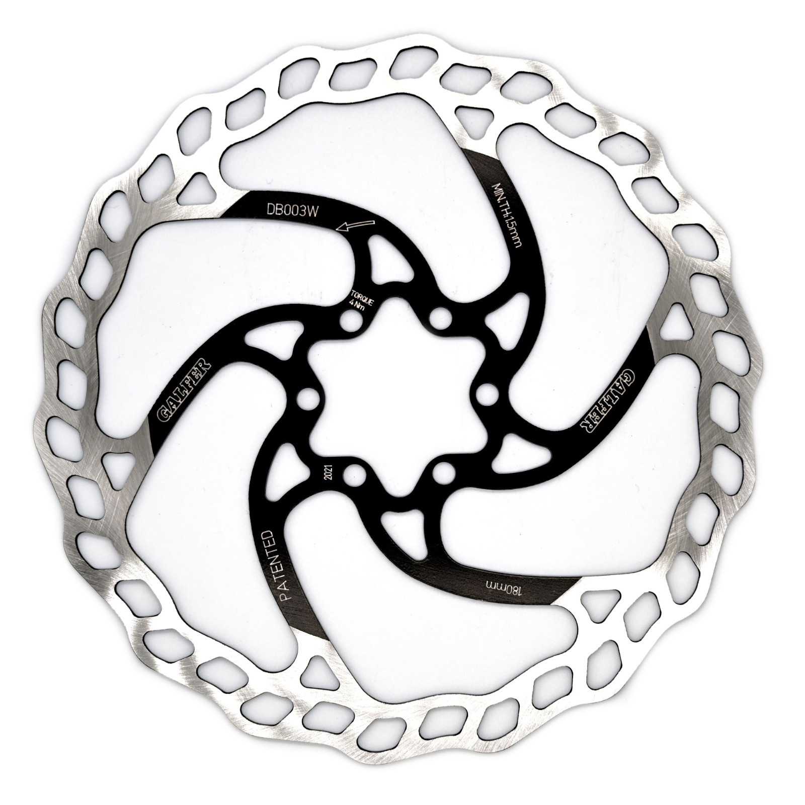 Galfer 180mm Wave MTB Disc Brake Rotor – 6-Bolt, High Carbon Stainless Steel,