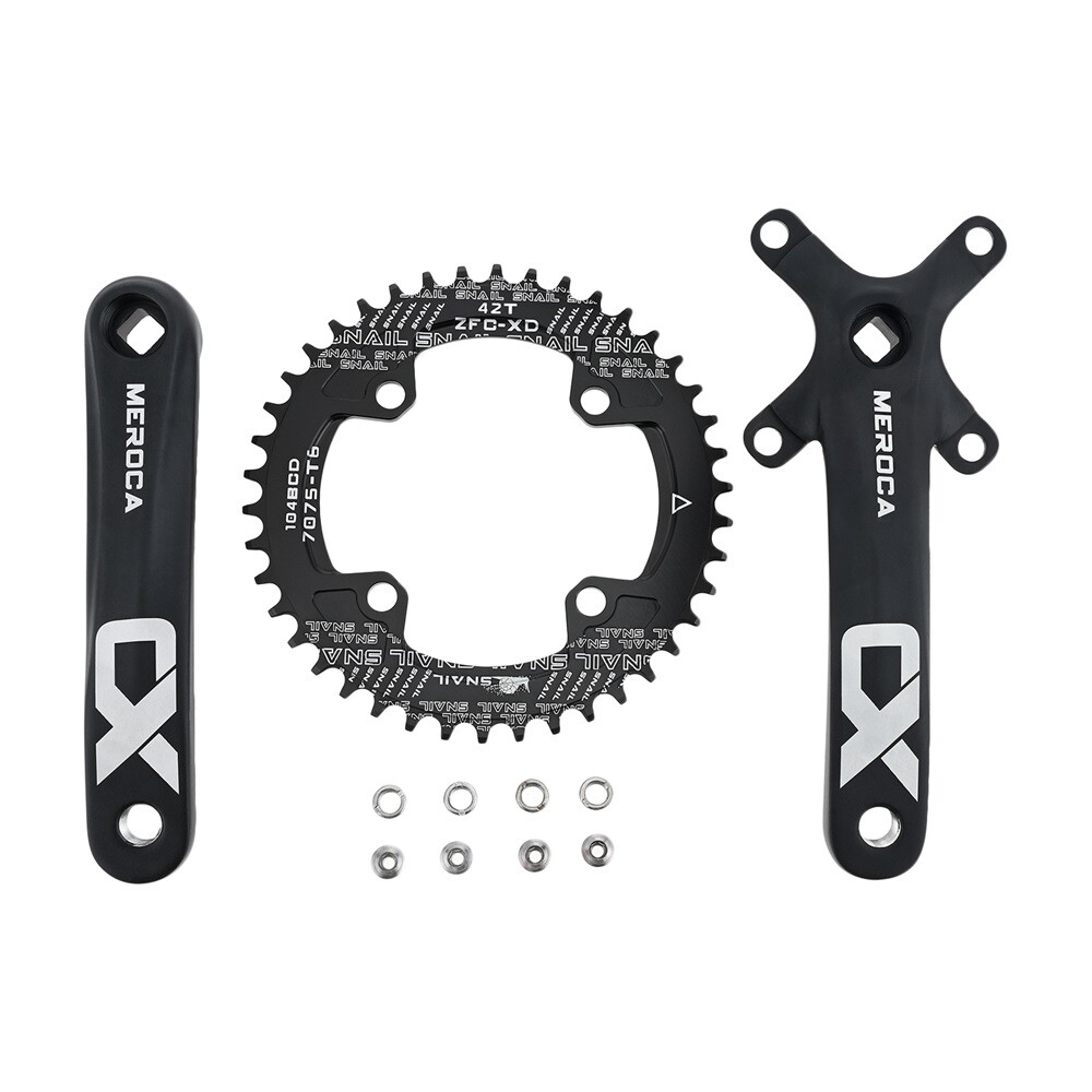 42T MTB Bicycle Crankset Bottom Bracket Aluminum Alloy 104BCD Chainring Black