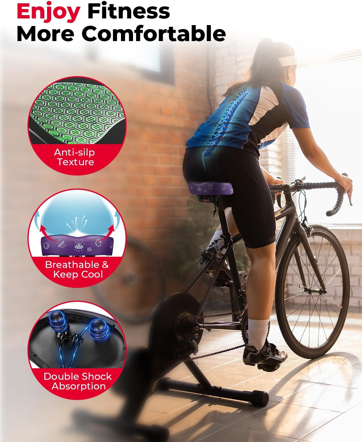 Oversized Bike Seat for Men Women, Extra Wide Bicycle Saddle Cushion Comfortable