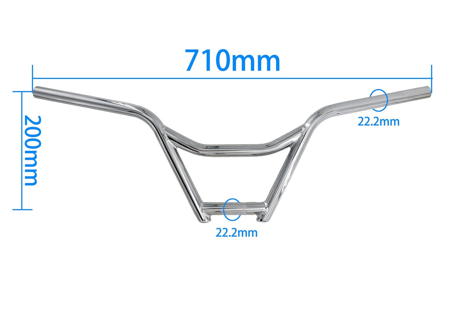 BMX Steel Handlebar, 710mm Length x 22.2mm (Chrome)