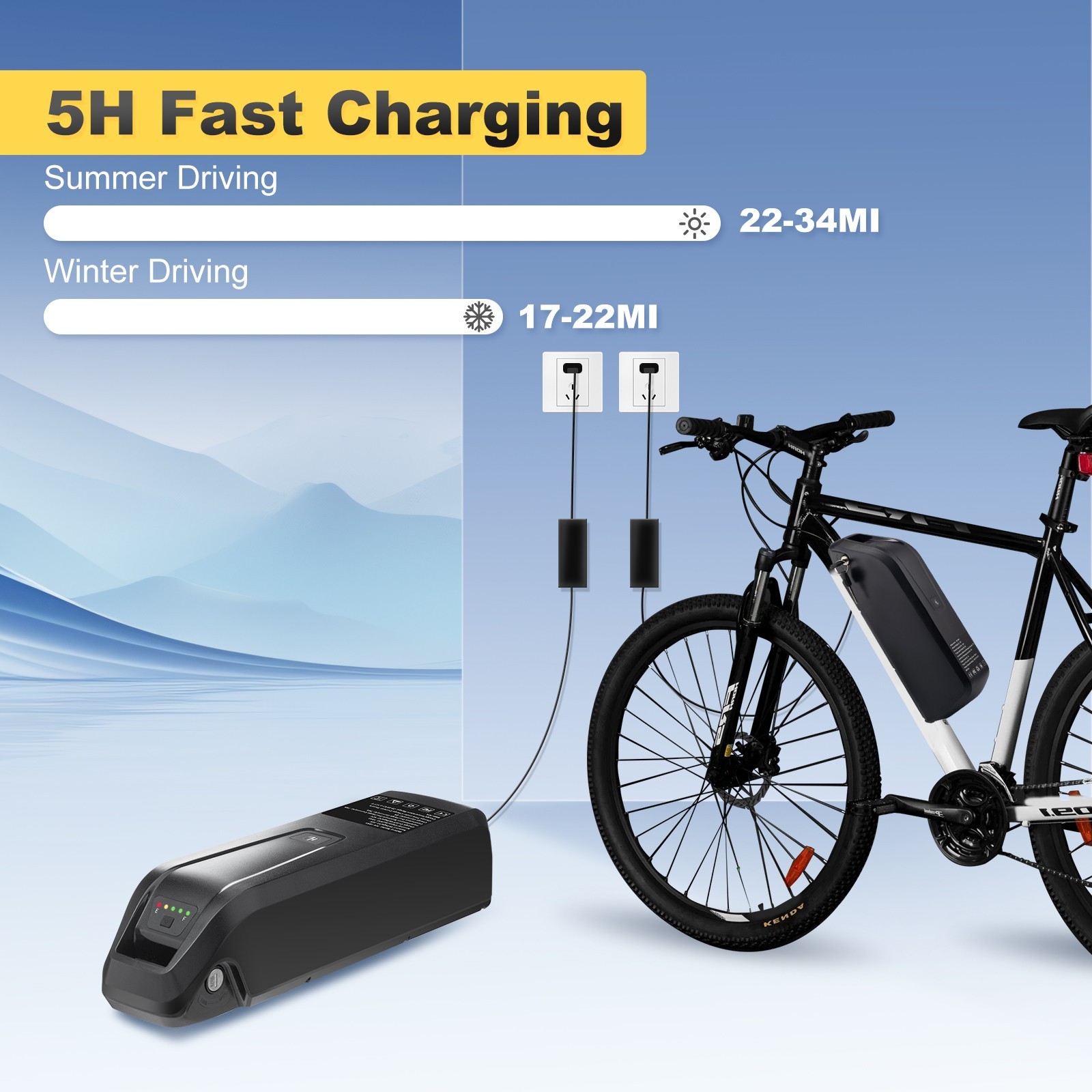 UUG Ebike Battery 48V 10Ah 15Ah 5PIN Lithium Bicycle battery 0-1000W Motors US
