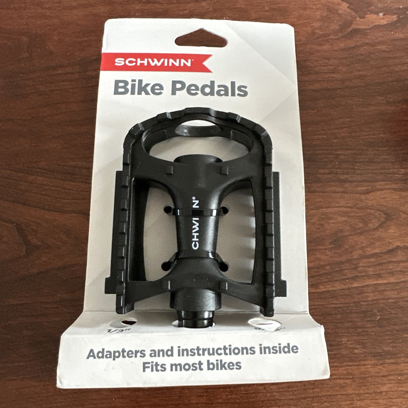 Schwinn Bike Pedals With Adapters Black Set of 2 Durable 9/16” 1/2” Sw80246