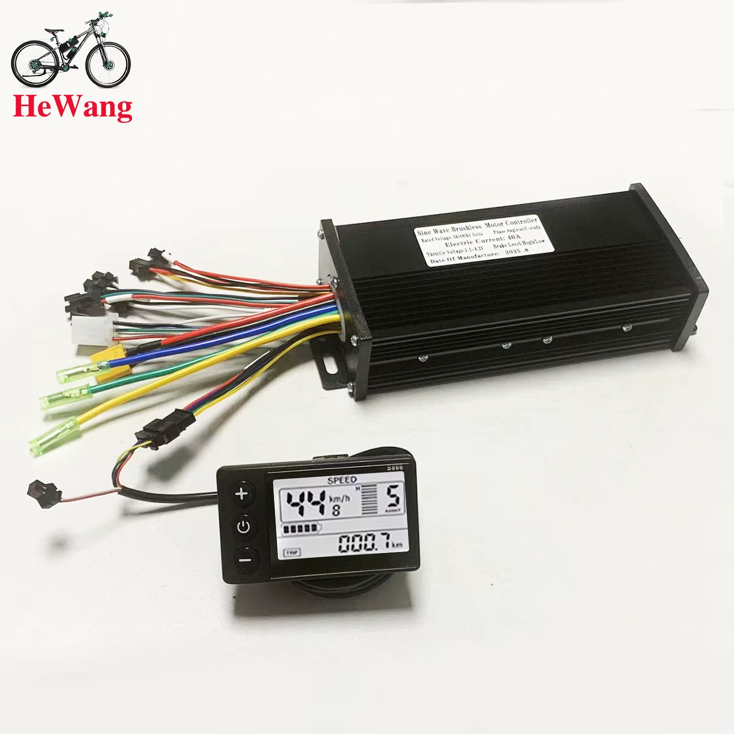 1000W-2000W 36V-60V E-Bike 3-mode Sine Wave Controller 40A with S866 LCD Meter (