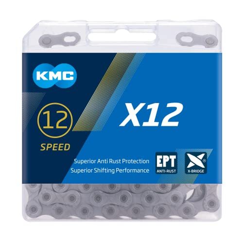 KMC X12 Chain 12-Speed, Silver, Mountain Bike/Road/Gravel 12 Speed Chain: