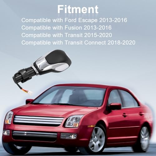 Automatic Gear Shift Knob Handle with Button – Compatible with Ford Chrome