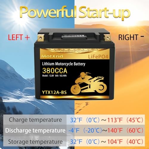 YTX12A-BS lithium motorcycle battery,12V 8Ah 380CCA LiFePO4 Powersports