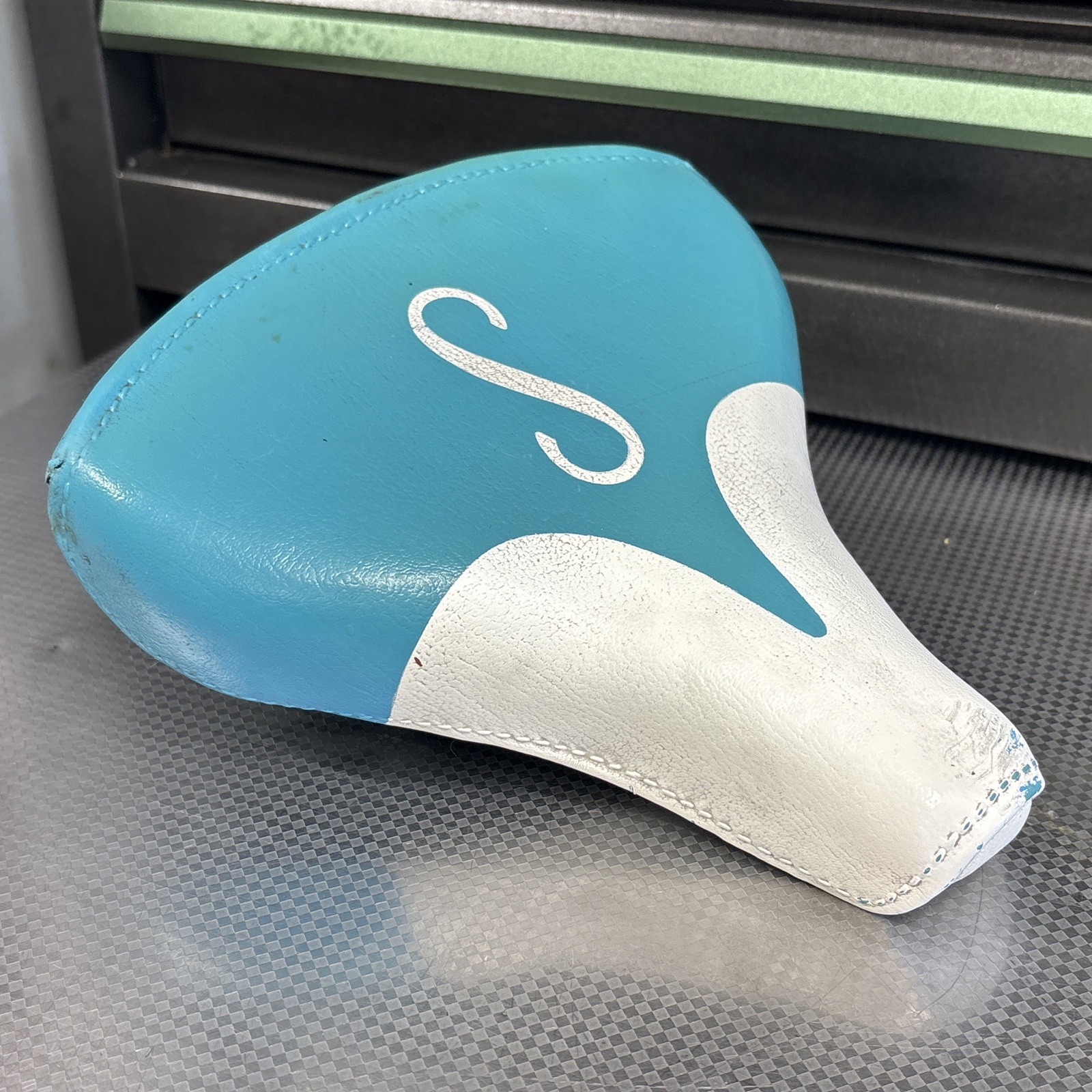 Vtg Schwinn Mesinger USA S Seat Bicycle Saddle Teal Typhoon Racer Collegiate