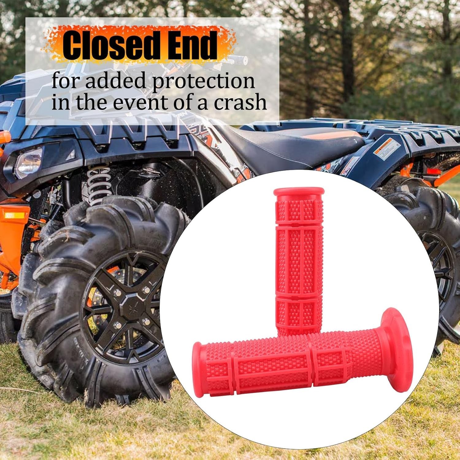 7/8» ATV Grips Upgrade Universal Handlebar Grips Soft Rubber Thumb Throttle …