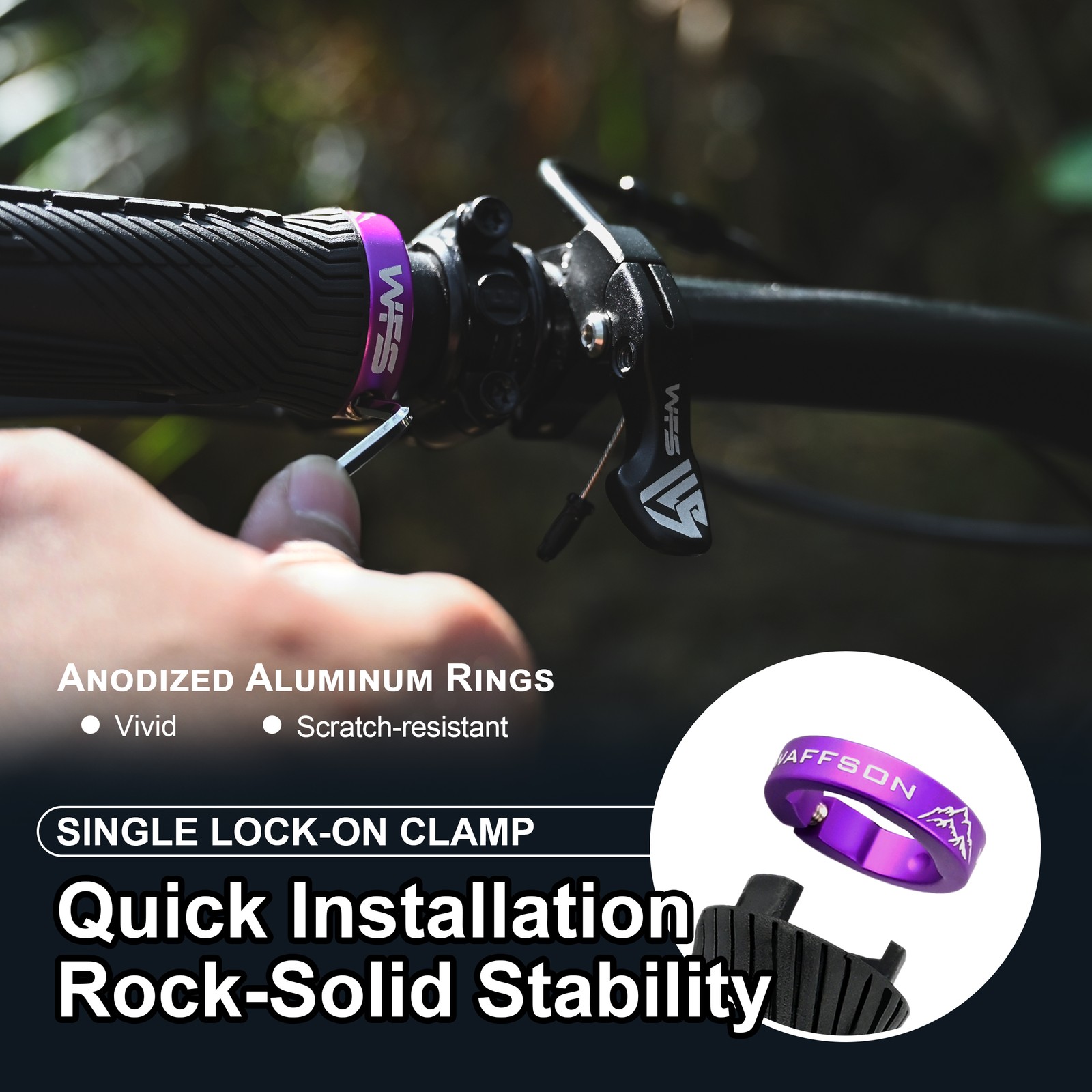 WFS Volatus MTB Grip – Lock-on , Anti-Slip , Single Clamp – Black x Purple