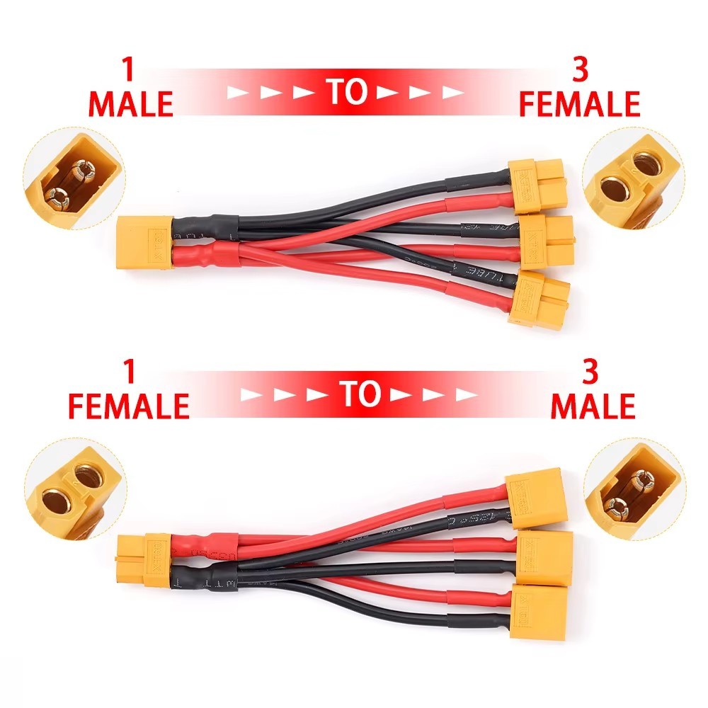 XT60 Parallel Connector Cable Extension Lipo Battery Y Splitter Adapter 10cm