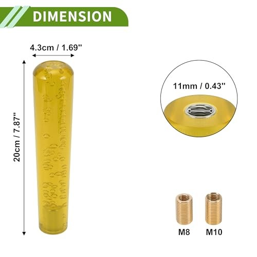 Cylindrical Crystal Shift Knob—Universal Gear Shifter—20cm Yellow—Aluminum