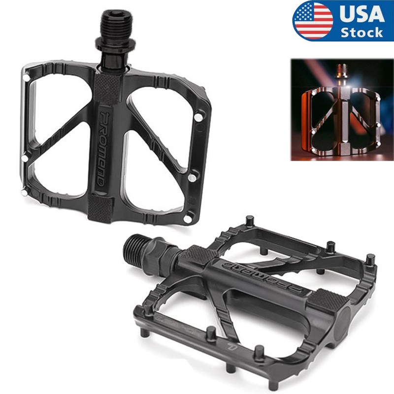 1 Pair 9/16″ Flat MTB Bicycle Pedals Aluminum Alloy Non Slip Cleat Bearing
