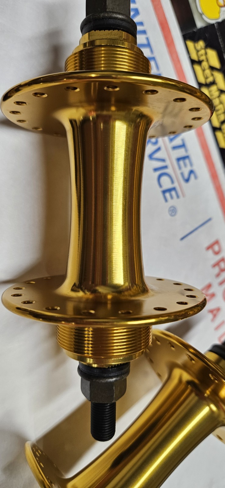 S&M GOLD BMX BIKE HUBS 3/8″ Sealed Bearing HI FLANGE Old School Flip Flop Style!