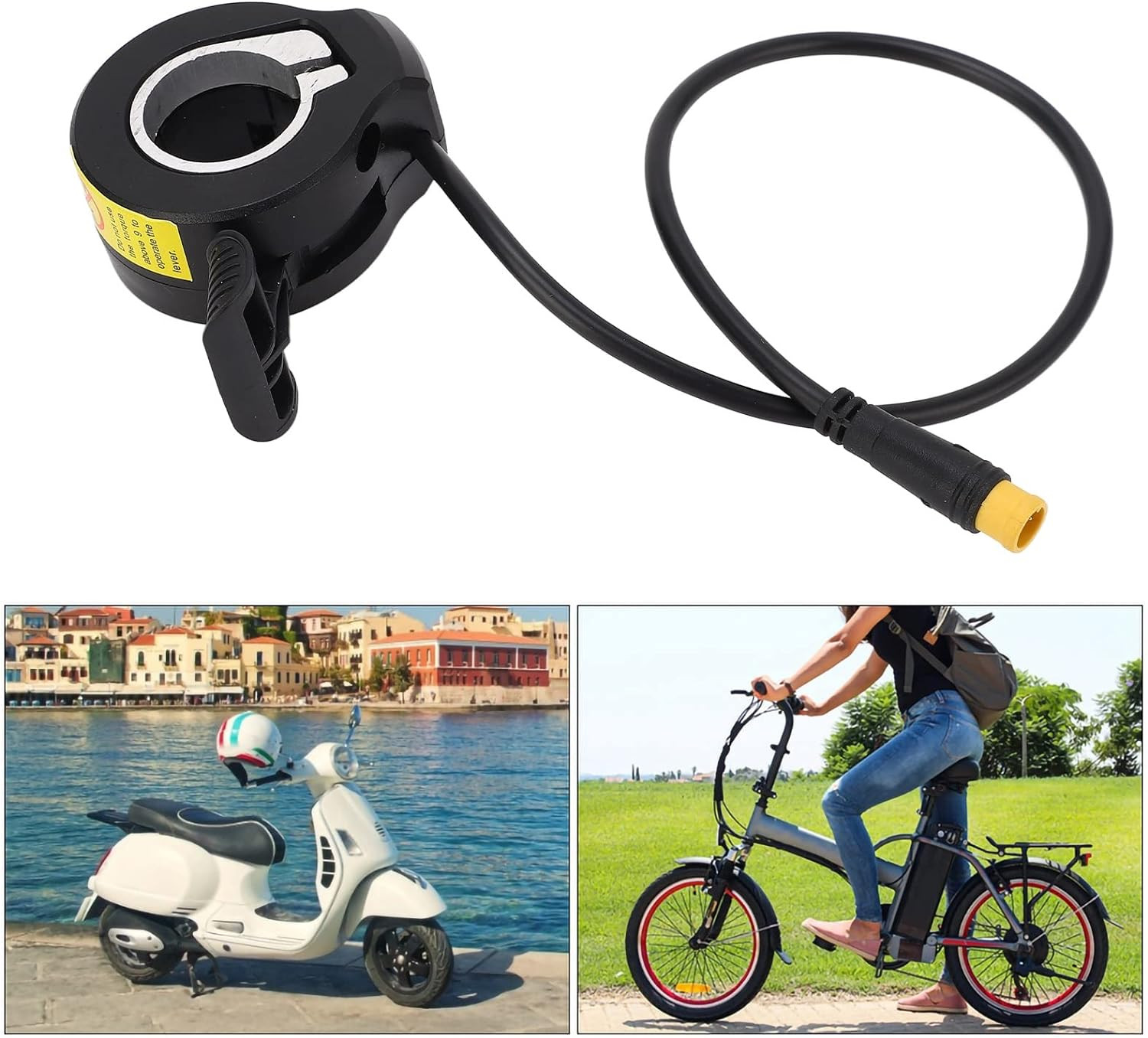 Thumb Throttle Ebike, Electric Bike Thumb Throttle with Male Connector, Waterpro