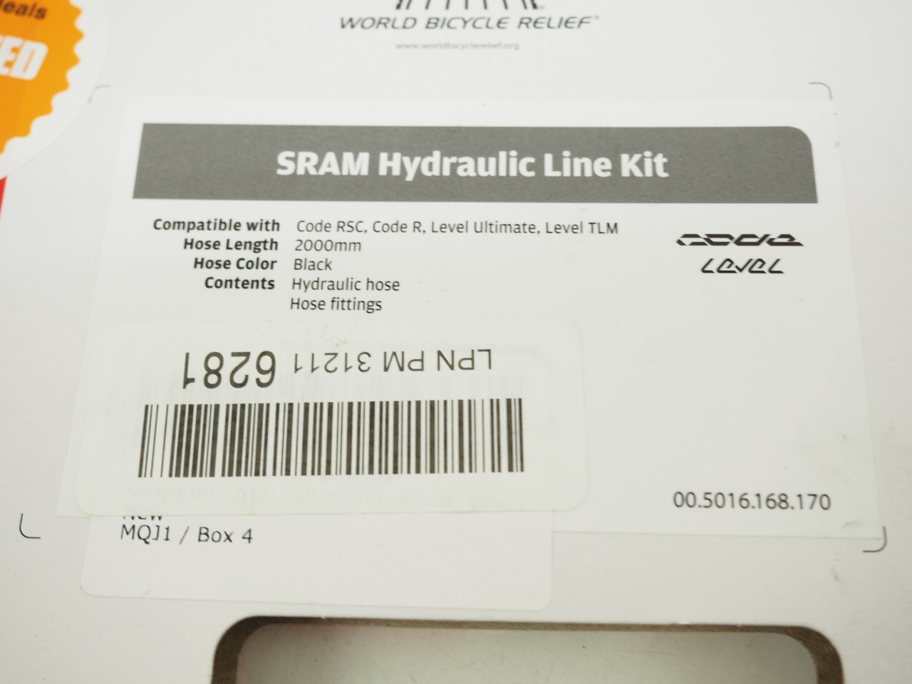 SRAM Hydraulic Hose Kit (2000mm) Code RSC/R, Level Ultimate/TLM