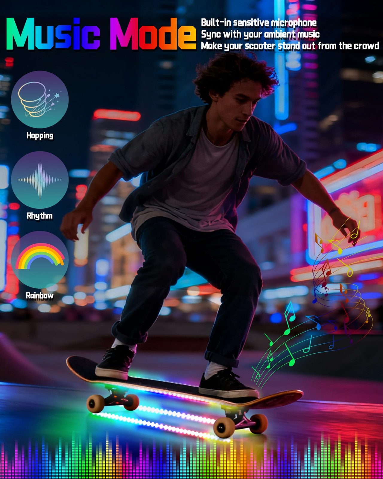 MINEXITY Led Lights for Scooter Night Riding, Battery Operated Electric Bike …