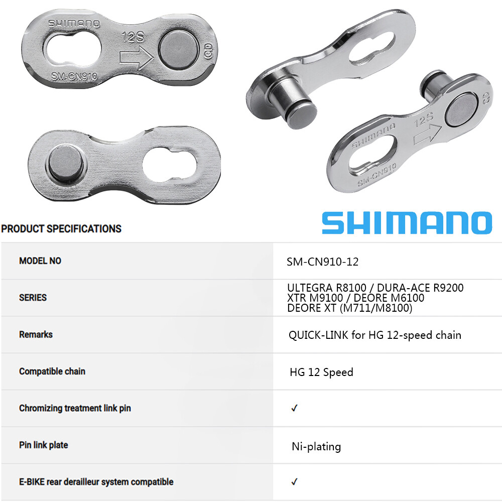 2Pairs Shimano SM-CN910 12 Speed MTB Bike Chain Quick Link HG M7100 M8100 M9100