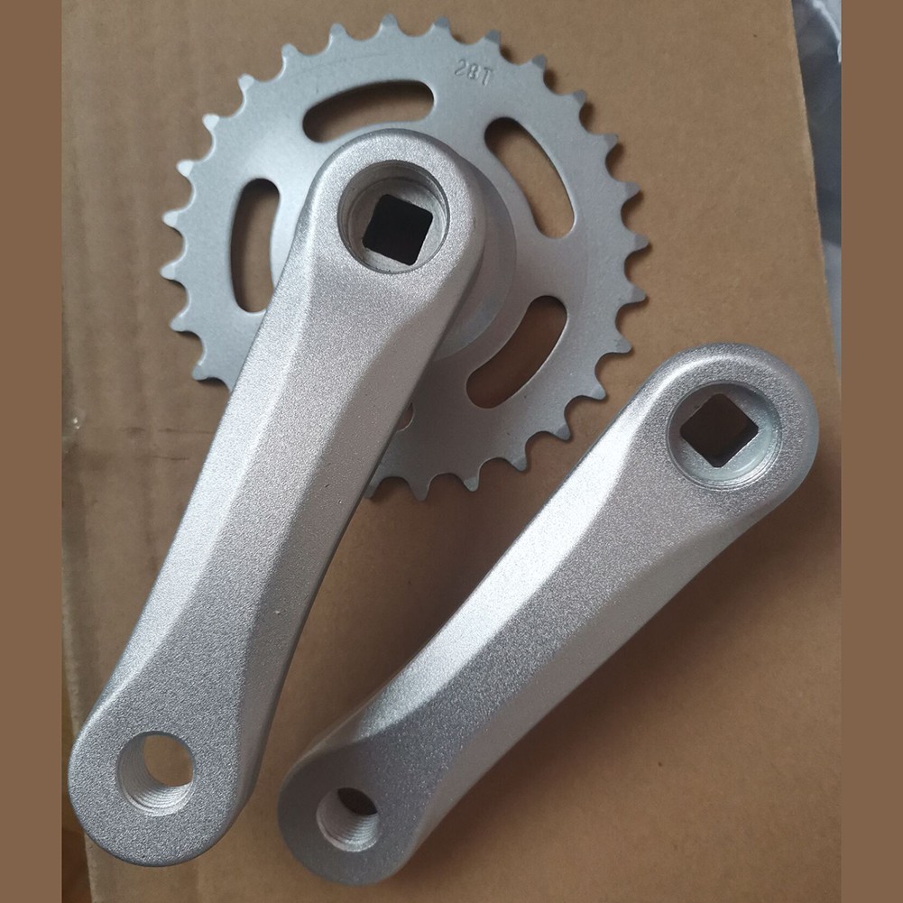 28T 114mm Aluminum Crankset for Single For Speed and Fixie Bikes Square Hole BB