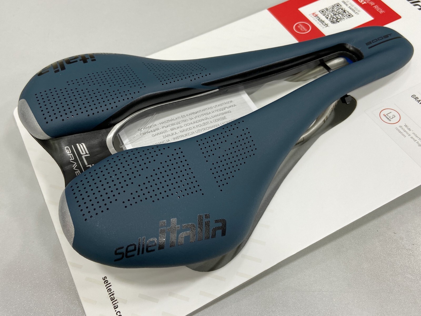 Selle Italia SLR Boost Gravel Ti316 Superflow L3(145x248mm) Saddle Blue Granite