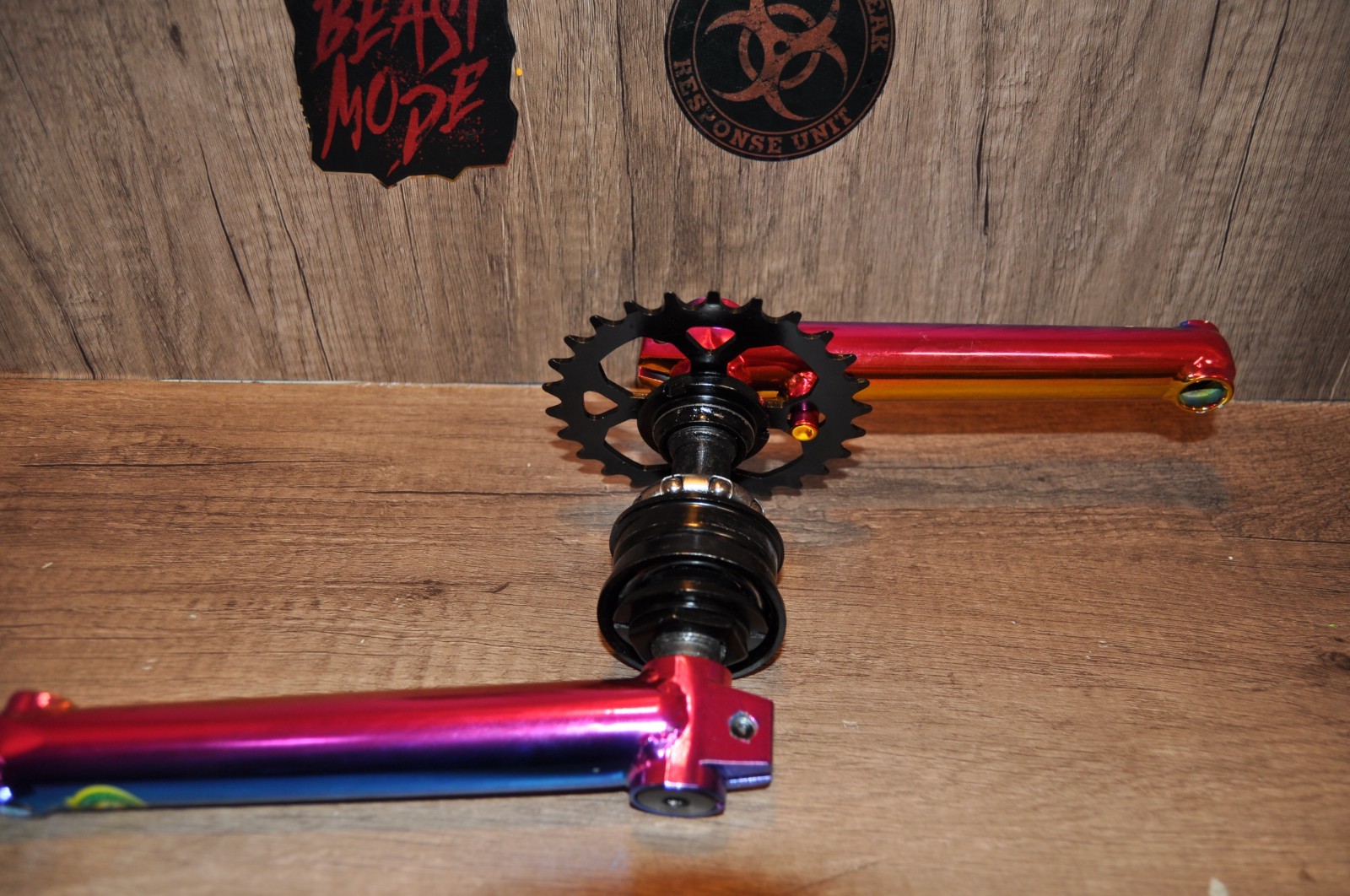 3-Piece BMX Crankset 175mm American BB Set Pedal Oil Slick Fuel Jet Color