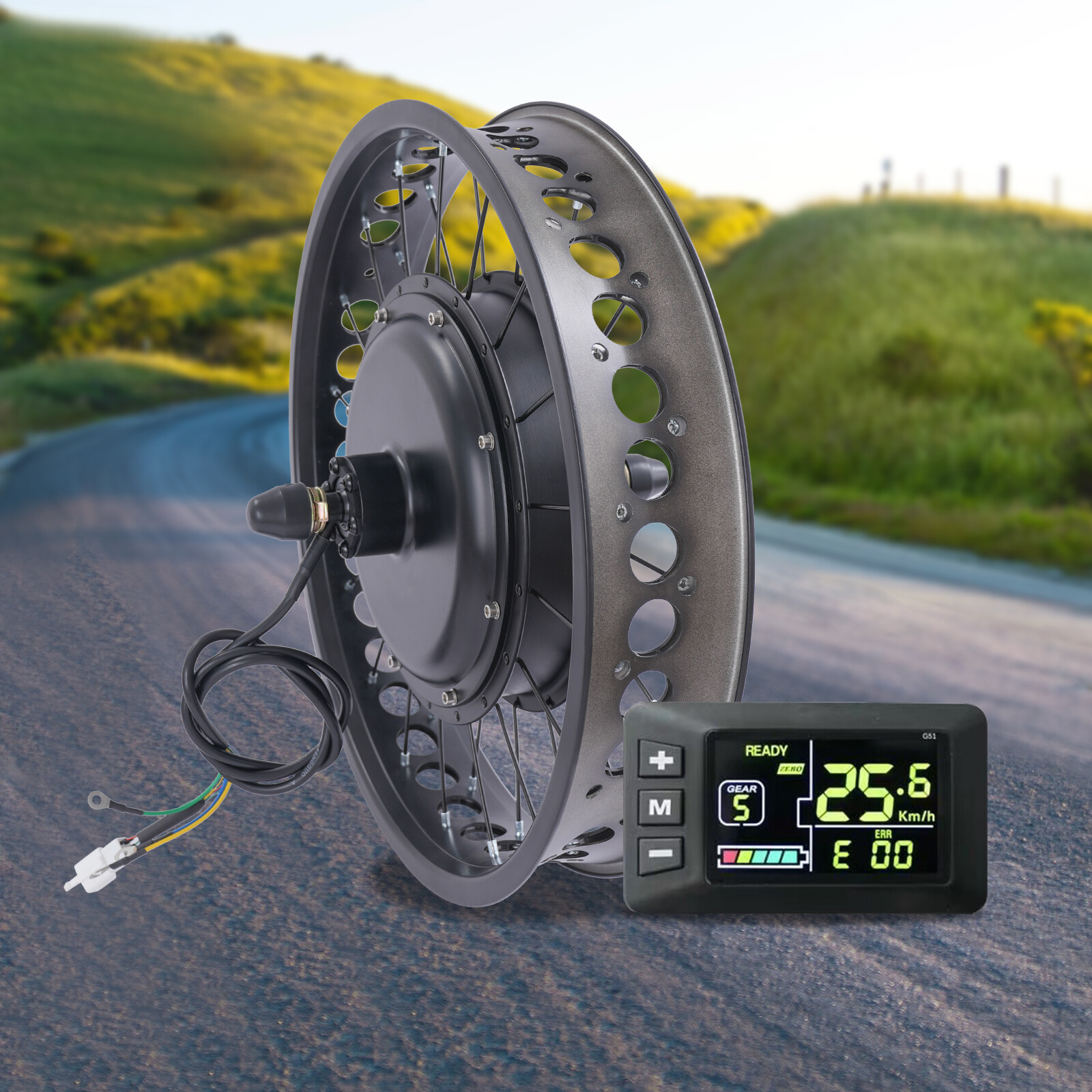 20″ 48V Fat Tire Electric Bike Rear Wheel Hub Motor Snow Bike Conversion Kit 2kW