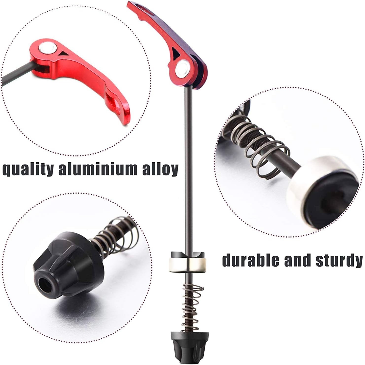 Red MTB Wheel Hub Skewers Pair Quick Release 145/180mm Steel Aluminum