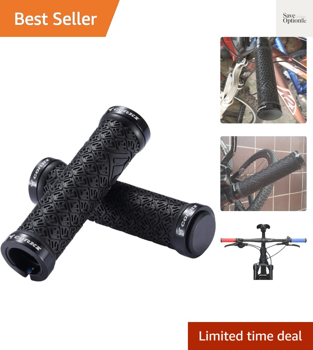 Mountain Bike Grips – Double Lock-On Rubber Handlebar Grips 22mm Size