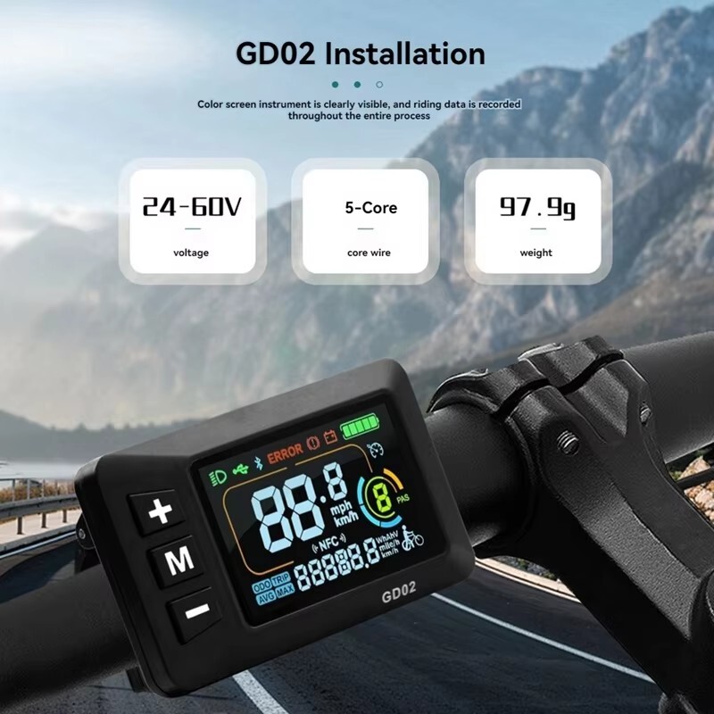 24V-60V E-Bike Color Screen Display 2 / 5 Pin SM&WP Plug LCD Meter Panel Display