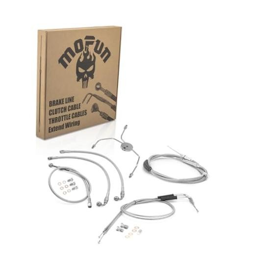Throttle and Idle Cable Kit & Non-ABS Front Brake Line & Clutch 10″-12″ Chrome
