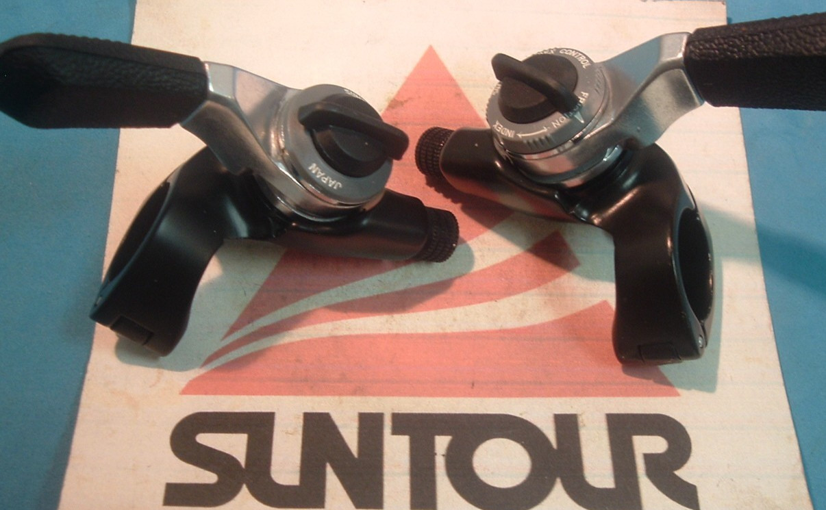 Suntour Japan XC-Sport 6-Spd Thumb Shifters MTB NEW/NOS Cables/Housing- Mint+