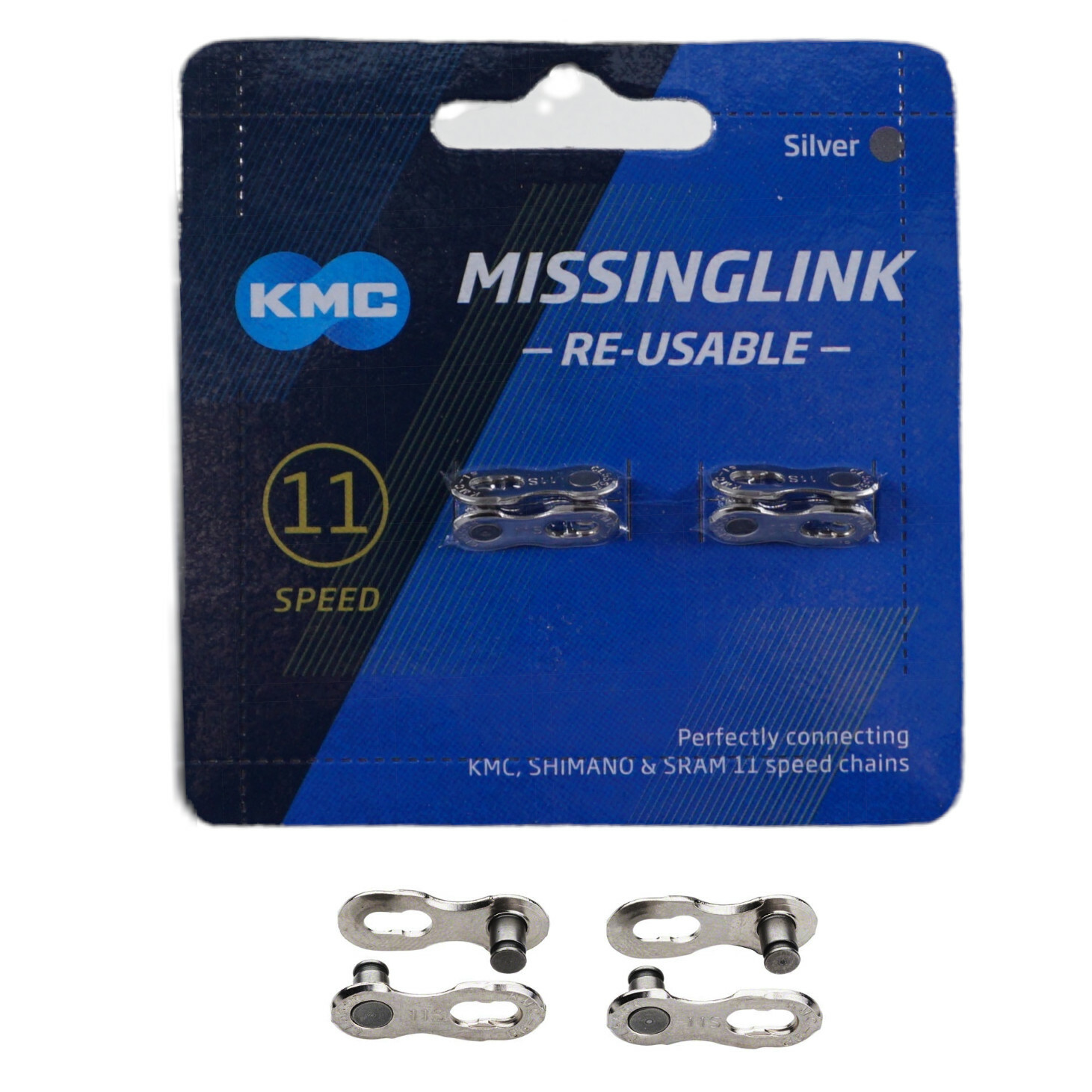 KMC Reusable MissingLink 11 speed Silver Master Chain Link 2Pak fit Shimano Sram