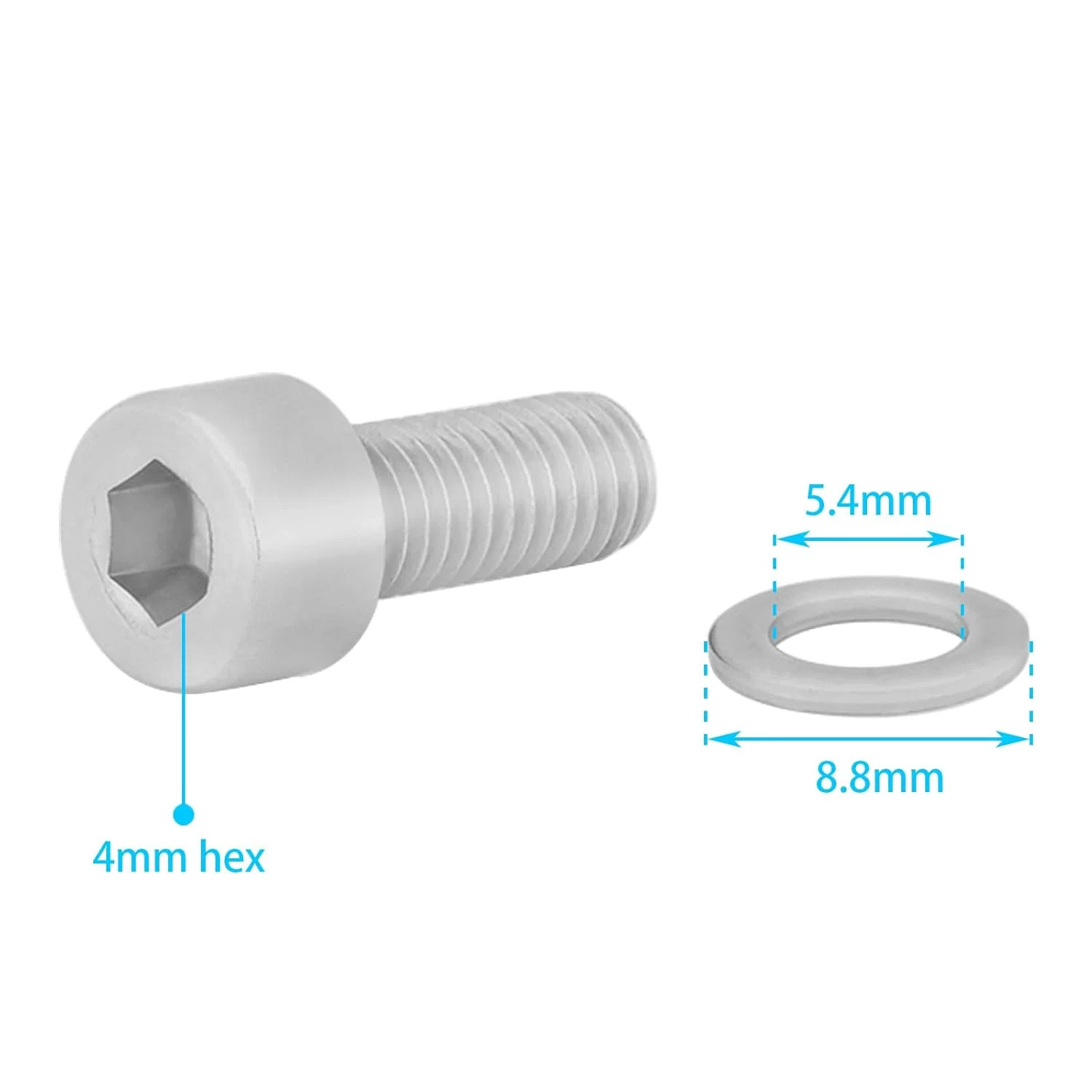 10PCS Bike Water Bottle Cage Bolts Holder Screws with Washers, M5x12mm Hex Socke