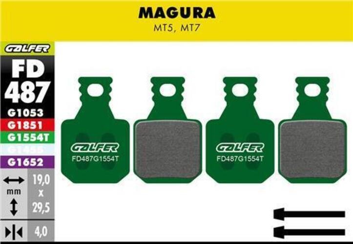 Galfer Pro FD487G1554T Semi Metal Brake Pads Green Magura MT5 & MT7