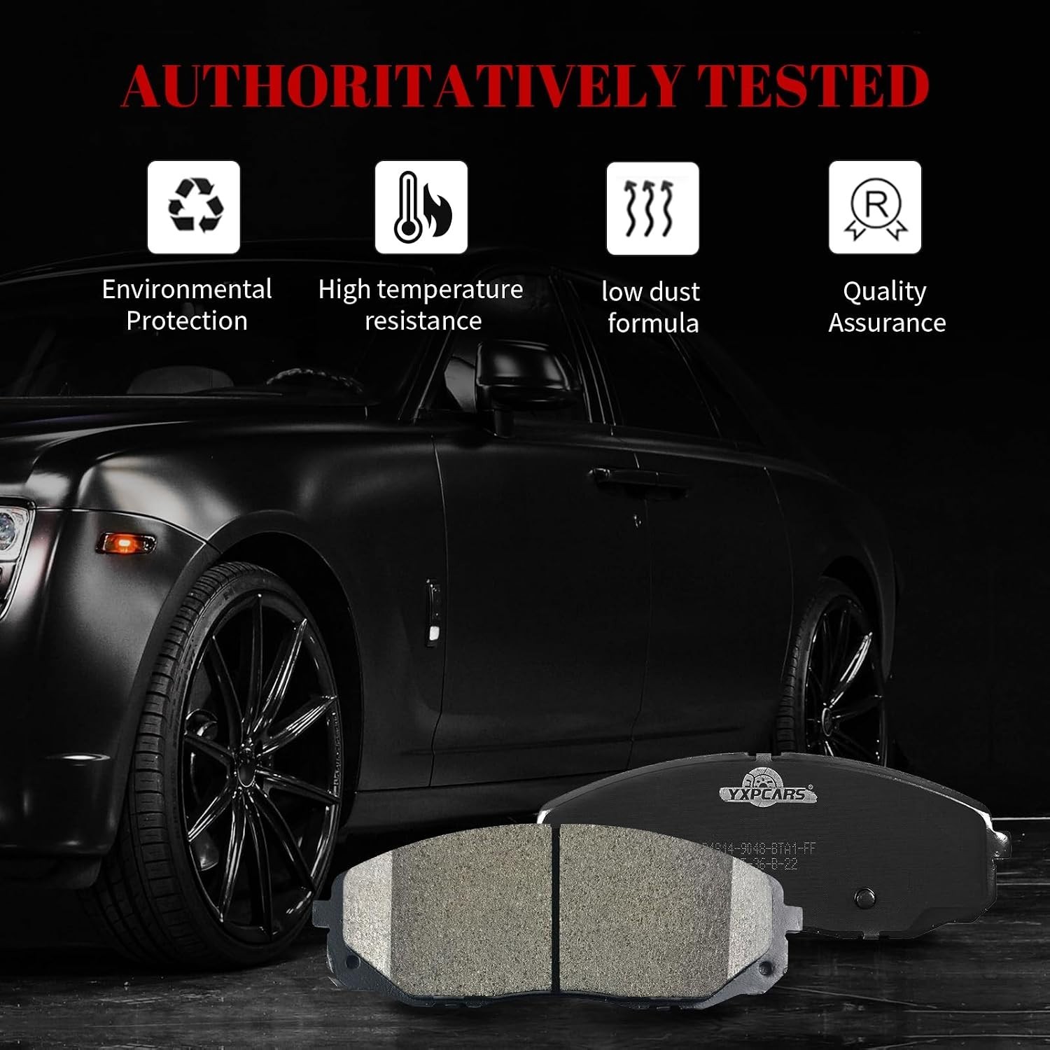 Front and Rear Ceramic Disc Brake Pads Set Replacement for Kia