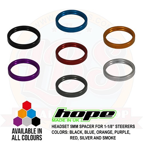 Hope Space Doctor 5mm Spacer For 1-1/8″ Steerer – All Colors – Brand New
