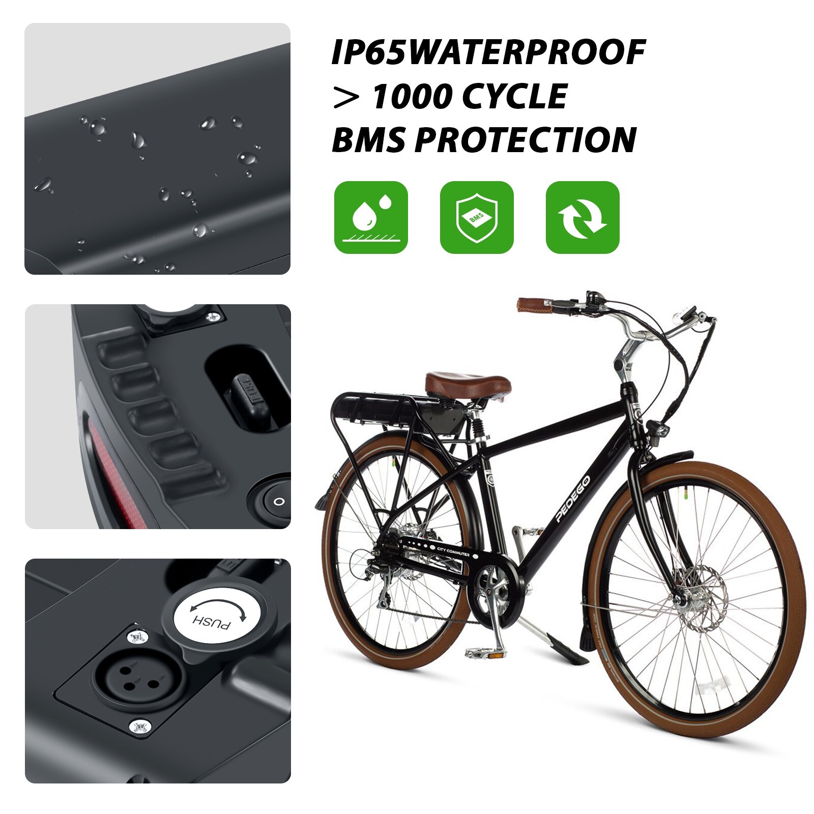 Pedego Electric Bike Battery 36V 13Ah Lithium Ion Rear Ebike Battery Pgoebikes
