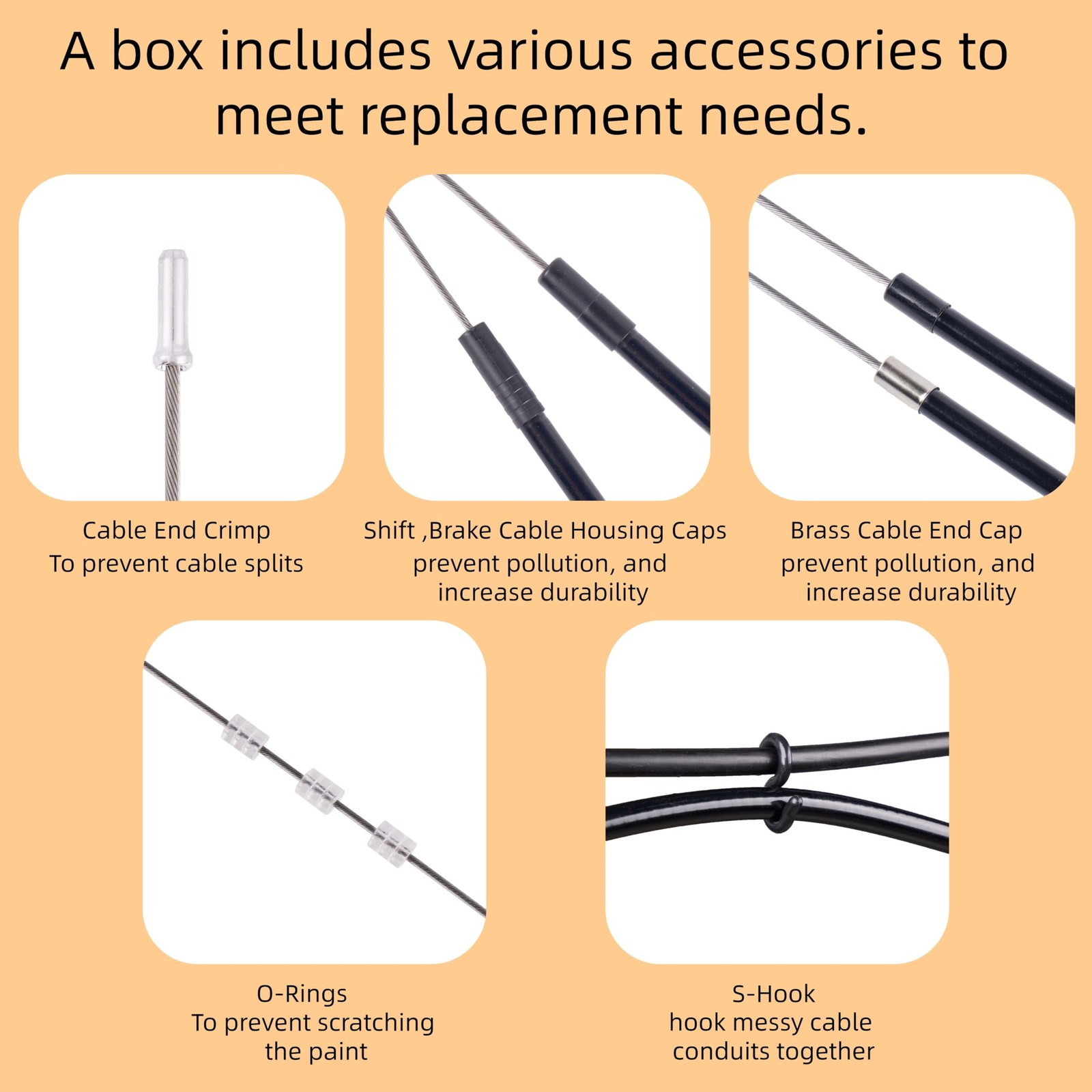 80 Pcs Bike Cable End Caps Combo Set,Brake Crimp,Bike Shift argent
