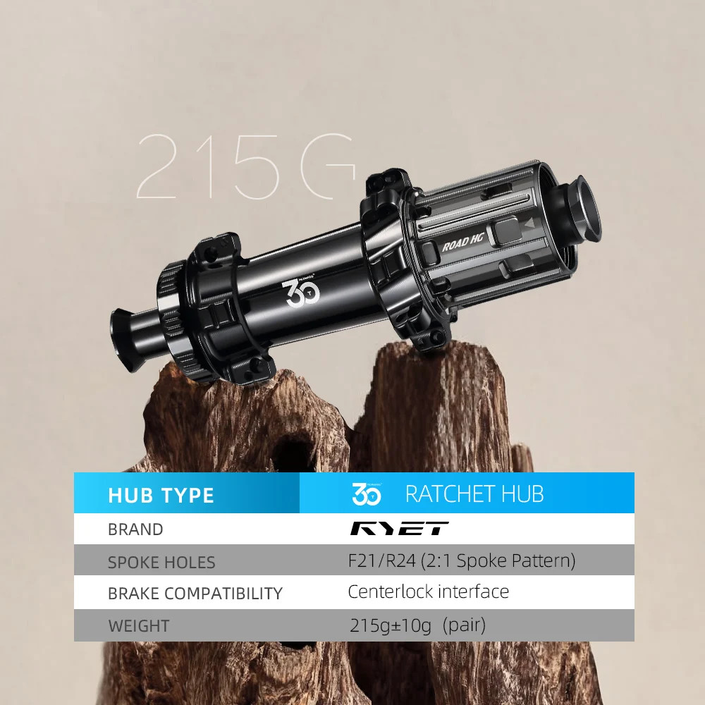 RYET 215g Ultralight Hubs Ceramic Bearing DLC Coating 30T Ratchet Center Lock