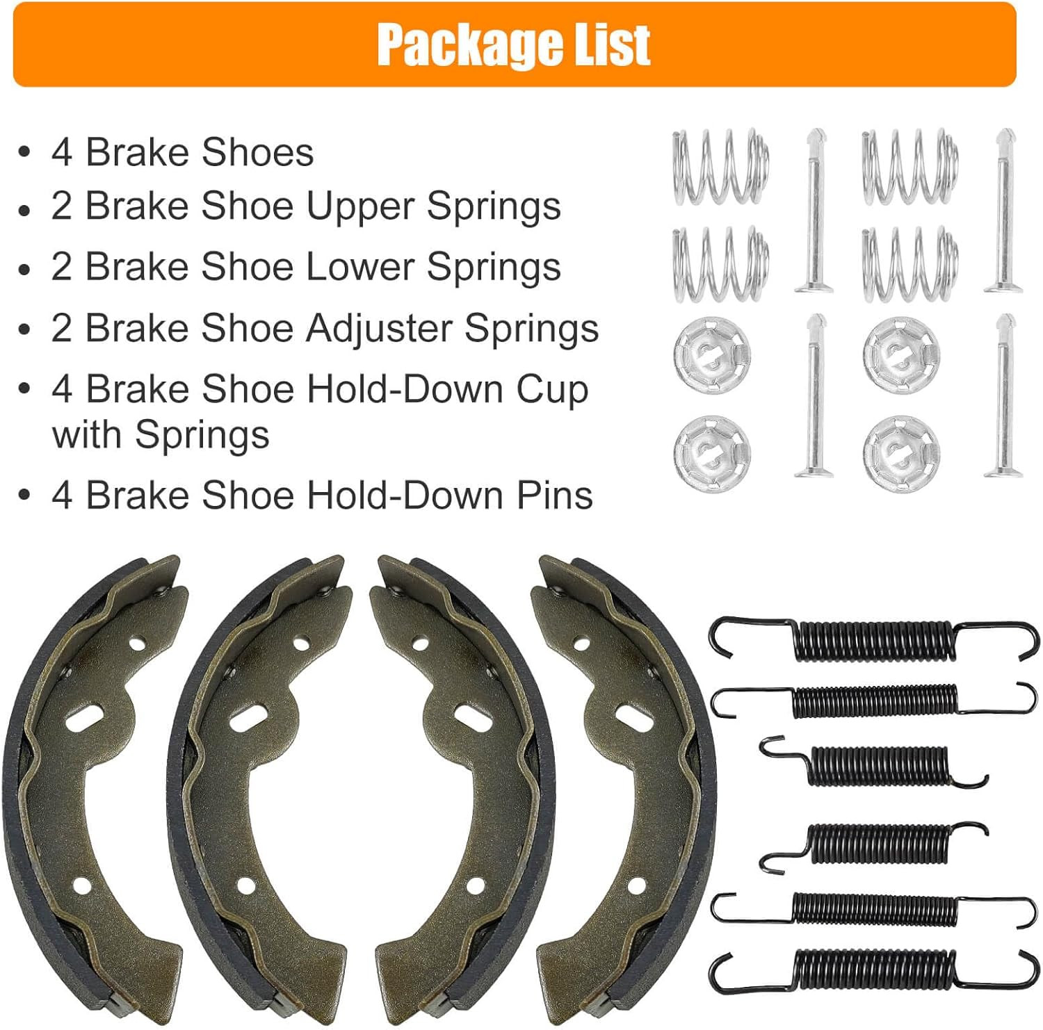 EZGO Brake Shoes Pads Spring Kit Fit EZGO Txt/Medalist 1997–2008, ST350 Gas 2000
