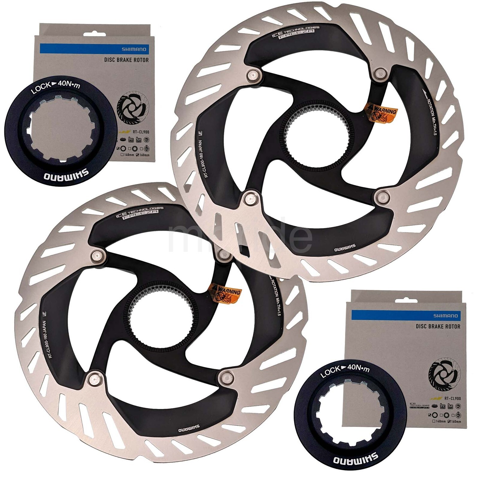 Shimano DURA-ACE RT-CL900 Center Lock Disc Rotor 160mm,w/Lockring ICE TECH,2Pcs
