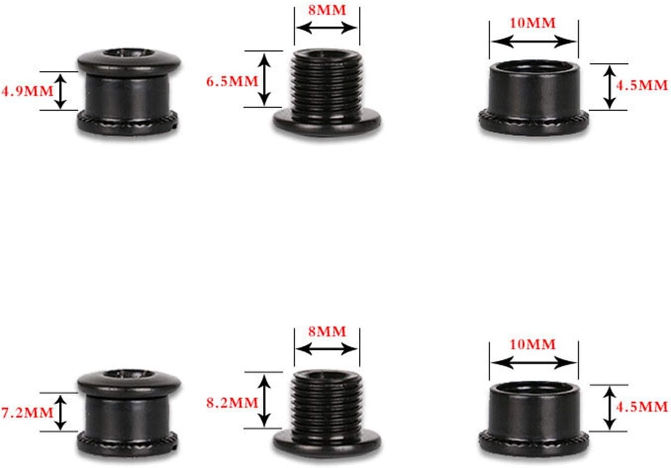 Durable MTB Chainring Fixing Bolts – Set of 5 Black 4.9mm High Strength Steel