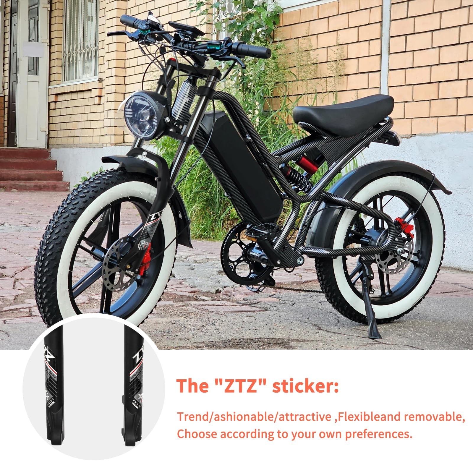 ZTZ 26 x 4.0 inch Fat Tire Oil Spring Suspension Fork – 180mm Travel, 135mm S…