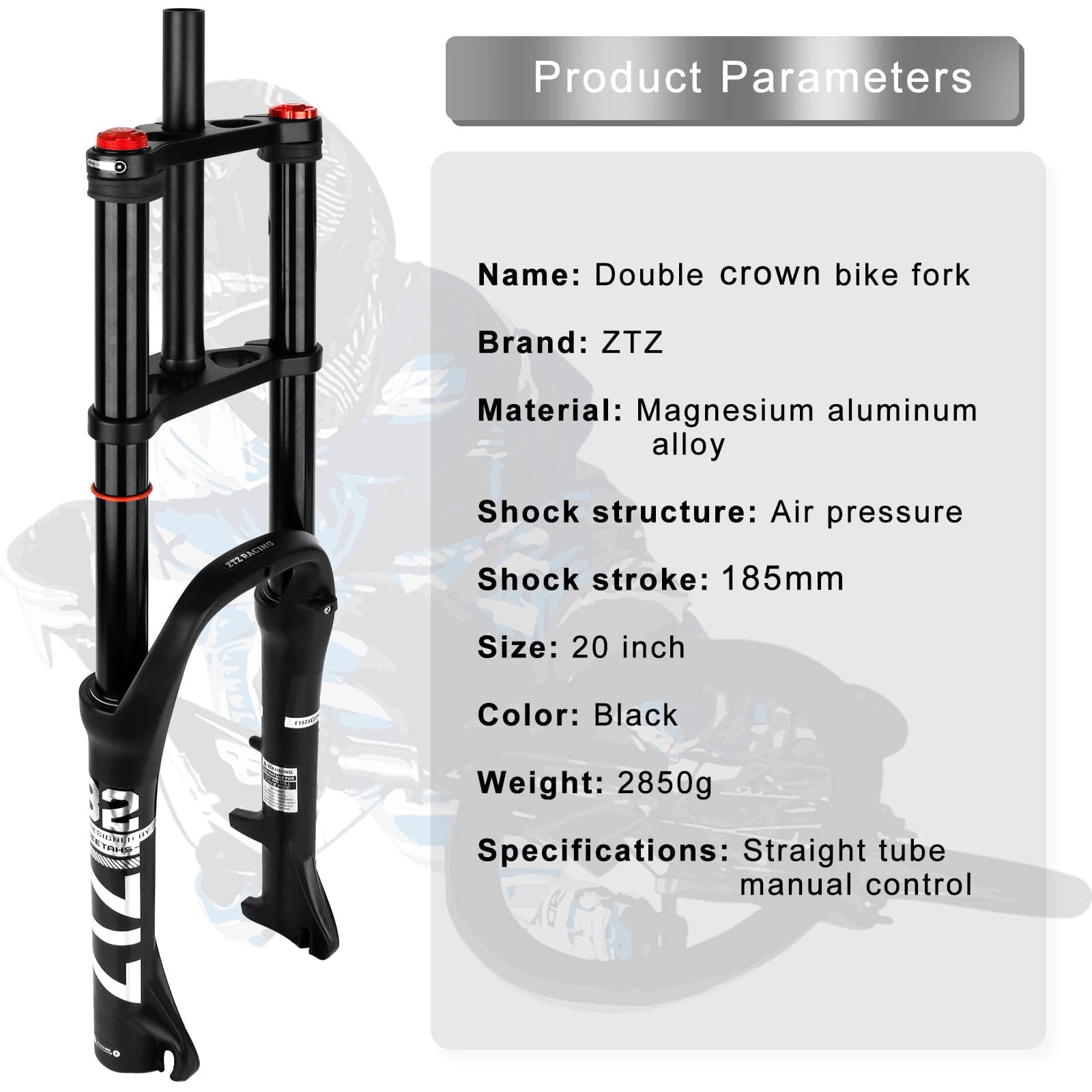 ZTZ 20/26 inch 4.0 Fat Tire Bike Air Suspension Fork – 180mm Travel, 135mm Hub,