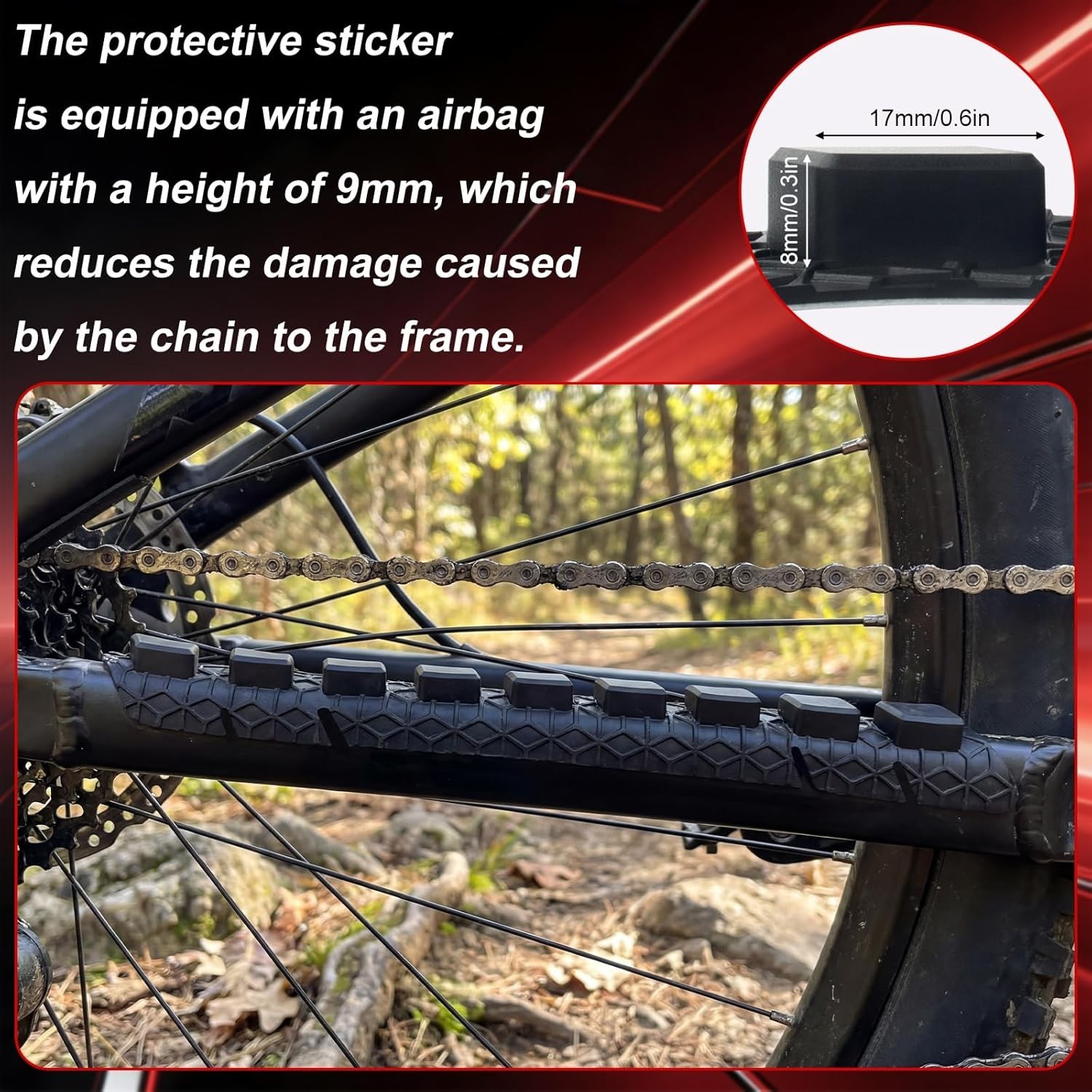Bike Chainstay Protector 2 Clear 2 Black Silicone Pads MTB Frame Protection for