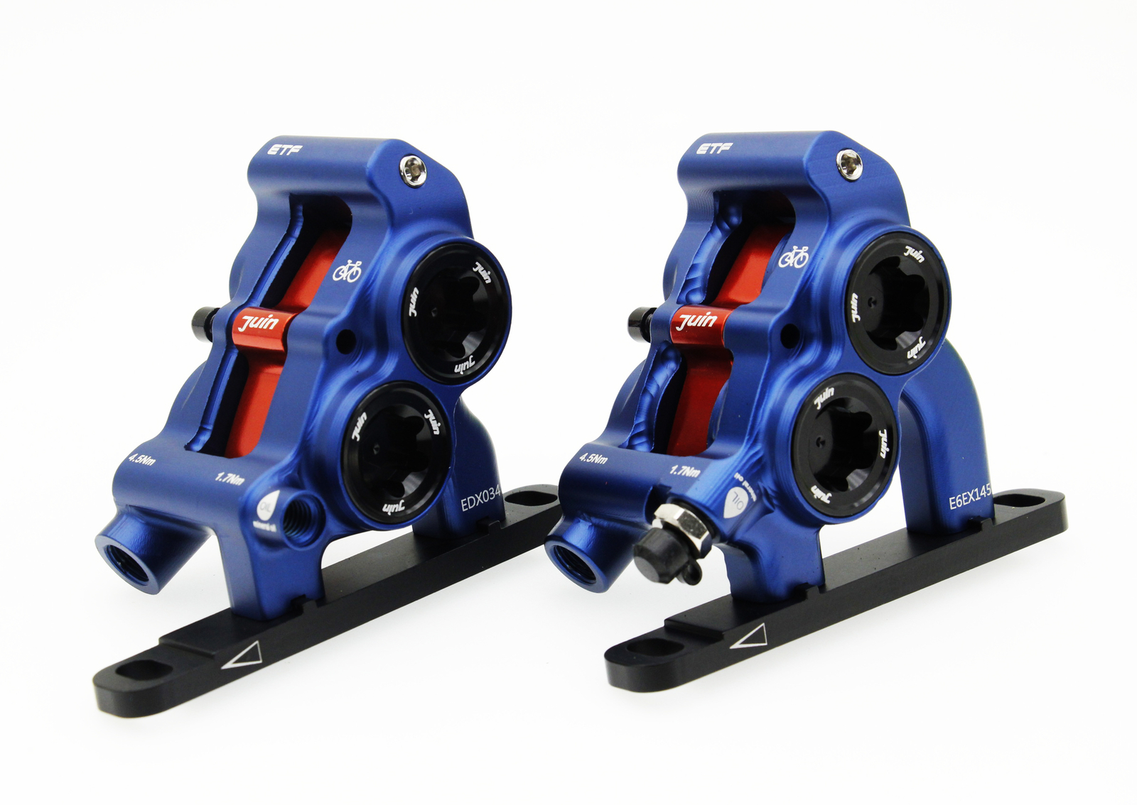 Juin Tech ETF 4-Piston Flat-Mount Hydraulic Brake Caliper Set 160mm for Shimano